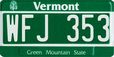 VT license plate WFJ353