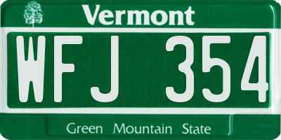 VT license plate WFJ354