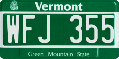 VT license plate WFJ355