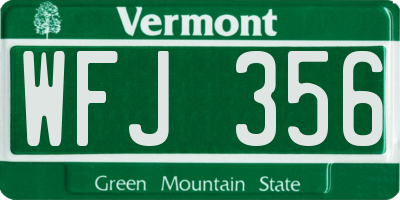 VT license plate WFJ356