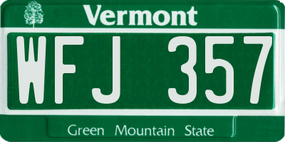 VT license plate WFJ357