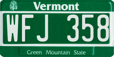 VT license plate WFJ358