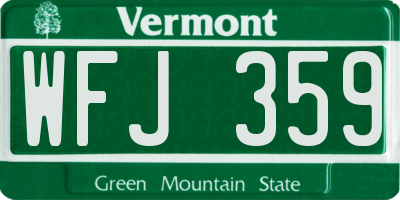 VT license plate WFJ359