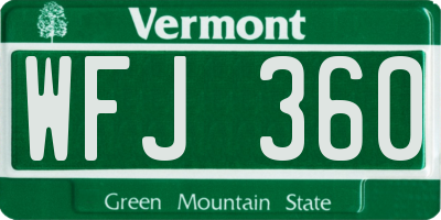 VT license plate WFJ360