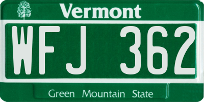 VT license plate WFJ362