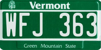 VT license plate WFJ363