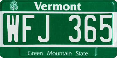 VT license plate WFJ365