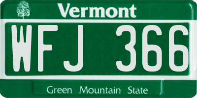 VT license plate WFJ366