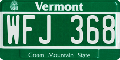 VT license plate WFJ368