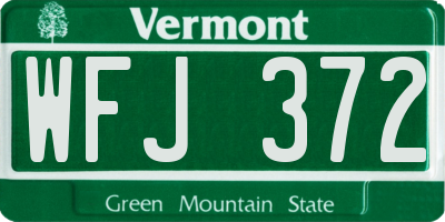 VT license plate WFJ372