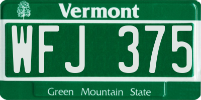 VT license plate WFJ375