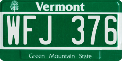 VT license plate WFJ376