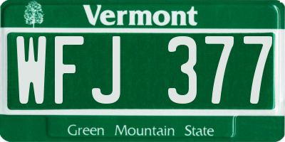 VT license plate WFJ377