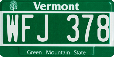 VT license plate WFJ378