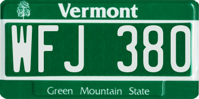 VT license plate WFJ380