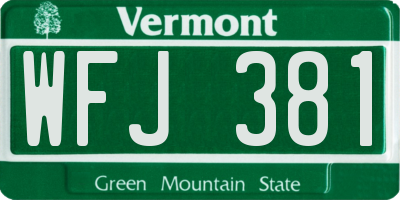 VT license plate WFJ381