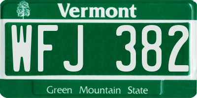 VT license plate WFJ382