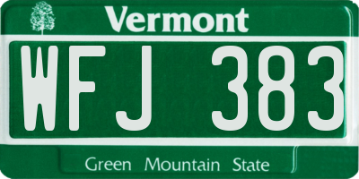 VT license plate WFJ383