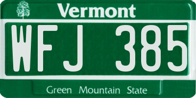 VT license plate WFJ385