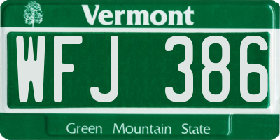 VT license plate WFJ386