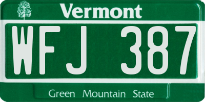 VT license plate WFJ387