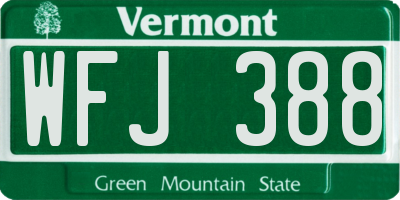 VT license plate WFJ388
