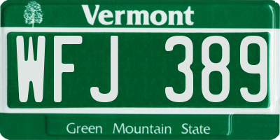 VT license plate WFJ389