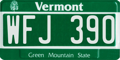 VT license plate WFJ390