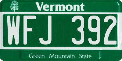 VT license plate WFJ392