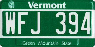 VT license plate WFJ394