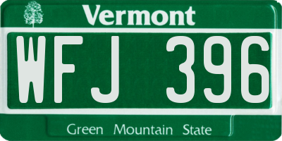 VT license plate WFJ396