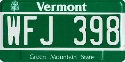 VT license plate WFJ398