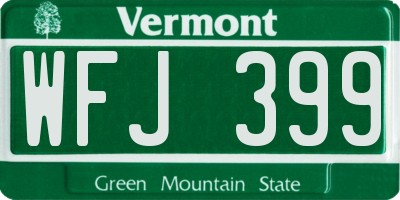 VT license plate WFJ399