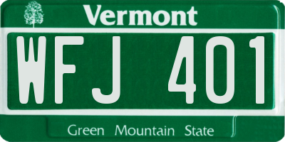 VT license plate WFJ401