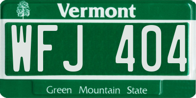 VT license plate WFJ404