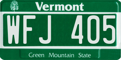 VT license plate WFJ405