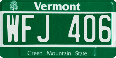 VT license plate WFJ406
