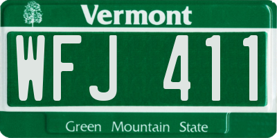 VT license plate WFJ411