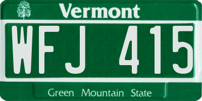 VT license plate WFJ415