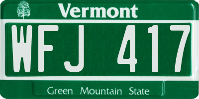 VT license plate WFJ417
