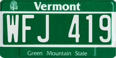 VT license plate WFJ419