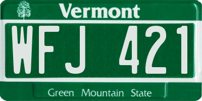 VT license plate WFJ421
