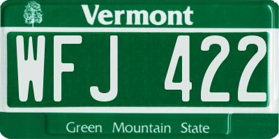 VT license plate WFJ422