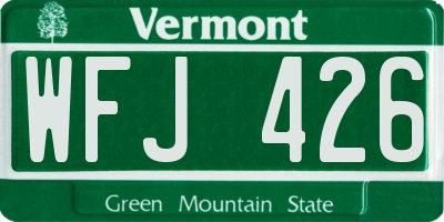 VT license plate WFJ426