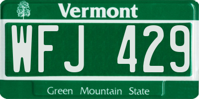 VT license plate WFJ429