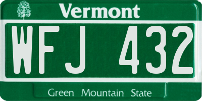VT license plate WFJ432