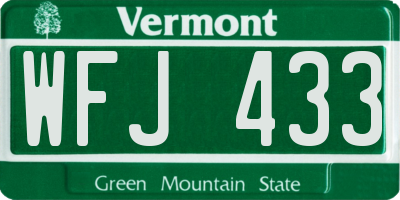 VT license plate WFJ433