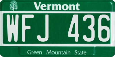 VT license plate WFJ436