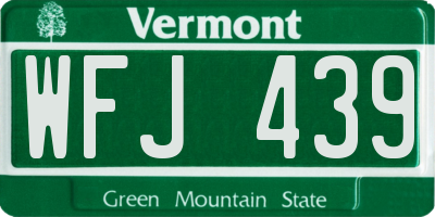 VT license plate WFJ439
