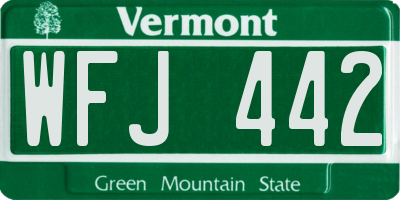 VT license plate WFJ442